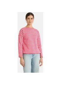 LIEBLINGSST&Uuml;CK Langarmshirt LIEBLINGSST&Uuml;CK "StineL", Damen, Gr. XL, neon pink, Single Jersey, Obermaterial: 96% Baumwolle, 4% Elasthan, gestreift, h&uuml;ftlang, U-Boot-Ausschnitt, Shirts Langarmshirt, mit U-Boot Ausschnitt, Streifenmuster