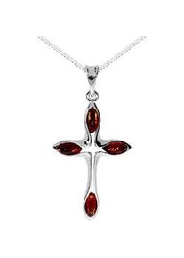 Kette mit Anh&auml;nger OSTSEE-SCHMUCK "- Kreuz 30 x 19 mm - Silber 925/000 - Bernstein" Gr. 50, silber (silber 925, silberfarben, wei&szlig;), Schmuck_Sets, Damen, 50, Silber 925 (Sterlingsilber)