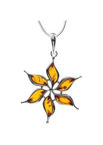 Kette mit Anh&auml;nger OSTSEE-SCHMUCK "- Bl&uuml;te - Silber 925/000 - Bernstein" Gr. 60, silber (silber 925, silberfarben, wei&szlig;), Schmuck_Sets, Damen, 60, Silber 925 (Sterlingsilber)