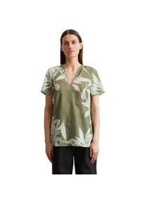 Marc O'Polo Kurzarmbluse MARC O'POLO "aus leichtem Baumwolle-Voile", Damen, Gr. 40, medium gr&uuml;n, Obermaterial: 100% Baumwolle, unifarben, regular fit normal, V-Ausschnitt, normaler Saum, Blusen