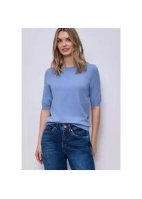 3/4 Arm-Pullover Street One, Damen, Gr. 38, bonnet blau, Stoff, 30% Polyester, 27% Polyacryl, 23% Polyamid, 20% Viskose, unifarben, comfort fit normal, Rundhals, B&uuml;ndchen, Pullover, in Unifarbe, Topseller