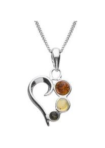 Kette mit Anh&auml;nger OSTSEE-SCHMUCK "- Herz - Silber 925/000 - Bernstein" Gr. 45, silber (silber 925, silberfarben, wei&szlig;), Schmuck_Sets, Damen, 45, Silber 925 (Sterlingsilber)