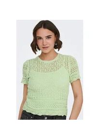 Kurzarmpullover Only "ONLELKE LIFE SS STRUCTUR O-NECK KNT NOOS", Damen, Gr. XS, laurel gr&uuml;n, Strick, Obermaterial: 70% Baumwolle, 30% Polyester, unifarben, regular fit taillenbedeckt, Rundhals, Pullover