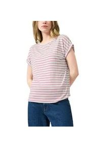 Kurzarmshirt QS, Damen, Gr. M (38), wei&szlig; rose, Jersey, Obermaterial: 95% Lyocell, 5% Elasthan, gestreift, normal h&uuml;ftbedeckend, Rundhals, Shirts, im Streifen-Design