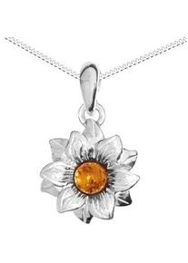 Kette mit Anh&auml;nger OSTSEE-SCHMUCK "- Bl&uuml;te - Silber 925/000 - Bernstein" Gr. 50, silber (silber 925, silberfarben, wei&szlig;), Schmuck_Sets, Damen, 50, Silber 925 (Sterlingsilber)