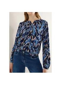 Langarmbluse Cecil, Damen, Gr. M (40), cloud blau, Web, Obermaterial: 100% Viskose, bedruckt, l&auml;ssig geschnitten h&uuml;ftbedeckend, Rundhals, 1-Knopf-Manschette, Blusen, mit grafischem Print und Rei&szlig;verschluss