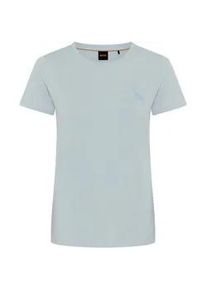 T-Shirt BOSS ORANGE "Elove Premium Damenmode", Damen, Gr. L, open blau 463, Single Jersey, Obermaterial: 100% Baumwolle, unifarben, slim fit normal, Rundhals, Shirts T-Shirt, im Slim Fit, bestickt