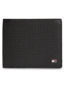 Geldb&ouml;rse Tommy Hilfiger "TH EMBOSS CC AND COIN", Damen, schwarz, Leder, unifarben, Basic, Kleinlederwaren, Unisex Geldbeutel, Portemonnaie mit Logoflag