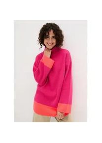 Strickpullover bonprix "Pullover", Damen, Gr. 36/38 (S), rosa (pinklady, neonorange), Obermaterial: 100% Polyacryl, oversize, Pullover Strickpullover, aus Polyacryl, mit Stehkragen, Oversize Passform