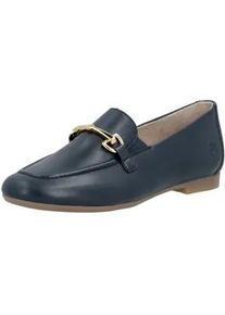 Loafer Remonte, Damen, Gr. 37, nachtblau, Leder, unifarben, Schuhe Loafer, Slipper, Schlupfschuh, Spangenschuh mit kleinen Stretcheins&auml;tzen