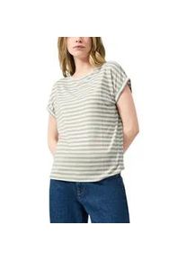 Kurzarmshirt QS, Damen, Gr. S (36), beige wei&szlig;, Jersey, Obermaterial: 95% Lyocell, 5% Elasthan, gestreift, normal h&uuml;ftbedeckend, Rundhals, Shirts, im Streifen-Design