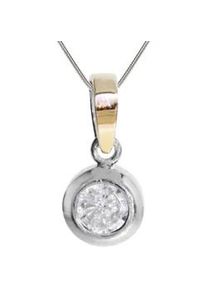 Kette mit Anh&auml;nger OSTSEE-SCHMUCK "- Sunny Exklusiv - Silber 925/000 & Gold 585/000 - Zirkonia" Gr. 45, silber (silber 925, silberfarben, wei&szlig;), Schmuck_Sets, Damen, 45, Silber 925 (Sterlingsilber)