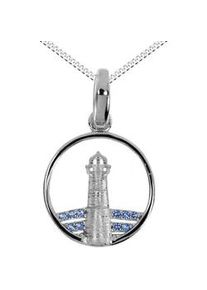 Kette mit Anh&auml;nger OSTSEE-SCHMUCK "- Leuchtturm 15 mm - Silber 925/000 - Zirkonia" Gr. 40, silber (silber 925, silberfarben, wei&szlig;), Schmuck_Sets, Damen, 40, Silber 925 (Sterlingsilber)