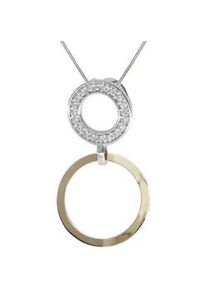 Kette mit Anh&auml;nger OSTSEE-SCHMUCK "- Sunny Exklusiv - Silber 925/000 & Gold 585/000 - Zirkonia" Gr. 42, silber (silber 925, silberfarben, wei&szlig;), Schmuck_Sets, Damen, 42, Silber 925 (Sterlingsilber)