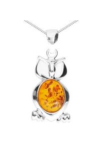 Kette mit Anh&auml;nger OSTSEE-SCHMUCK "- Eule - Silber 925/000 - Bernstein" Gr. 45, silber (silber 925, silberfarben, wei&szlig;), Schmuck_Sets, Damen, 45, Silber 925 (Sterlingsilber)