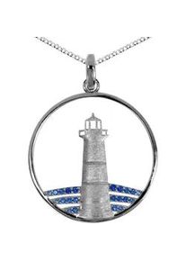 Kette mit Anh&auml;nger OSTSEE-SCHMUCK "- Leuchtturm 30 mm - Silber 925/000 - Zirkonia" Gr. 60, silber (silber 925, silberfarben, wei&szlig;), Schmuck_Sets, Damen, 60, Silber 925 (Sterlingsilber)