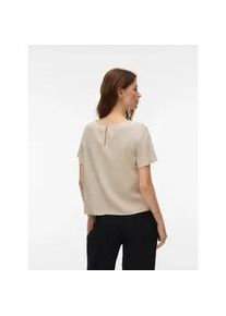 V&eacute;ro Moda Blusenshirt VERO MODA "VMMYMILO SS O-NECK TOP WVN GA", Damen, Gr. XL, silber lining, Web, Obermaterial: 55% Viskose, 45% Leinen, unifarben, regular fit normal, Rundhals, Shirts Blusenshirt, mit Leinen