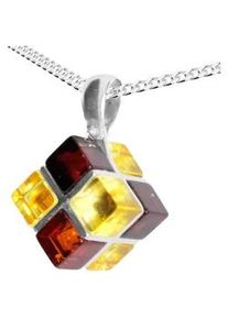 Kette mit Anh&auml;nger OSTSEE-SCHMUCK "- W&uuml;rfel 11 mm - Silber 925/000 - Bernstein" Gr. 42, silber (silber 925, silberfarben, wei&szlig;), Schmuck_Sets, Damen, 42, Silber 925 (Sterlingsilber)