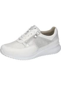 Waldl&auml;ufer Keilsneaker WALDL&Auml;UFER "K-JANKA", Damen, Gr. 6 (39), wei&szlig;, silberfarben, Nappaleder, Textil, Veloursleder, Schuhe, Schn&uuml;rschuh, Halbschuh, Komfortschuh in Extraweite K