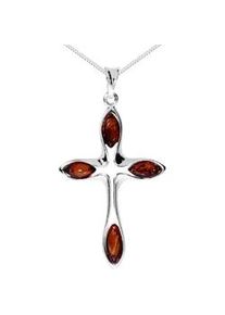 Kette mit Anh&auml;nger OSTSEE-SCHMUCK "- Kreuz 38 x 24 mm - Silber 925/000 - Bernstein" Gr. 60, silber (silber 925, silberfarben, wei&szlig;), Schmuck_Sets, Damen, 60, Silber 925 (Sterlingsilber)