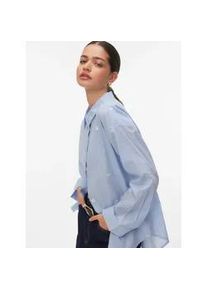 V&eacute;ro Moda Langarmbluse VERO MODA "VMODONA LS SHIRT WVN NOOS", Damen, Gr. L, brunnera blau detail:emb hibiscus snow wei&szlig;, Web, Obermaterial: 100% Baumwolle, bestickt, gemustert, regular fit Po-bedeckend, Blusen, Baumwolle, regular fit