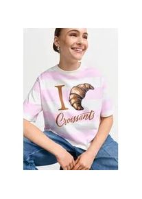 T-Shirt RICHROYAL, Damen, Gr. L, soft orchid, Single Jersey, Obermaterial: 100% Baumwolle, bedruckt, gestreift, bequem taillenbedeckt, Rundhals, Shirts T-Shirt, oversized, croped, gro&szlig;es Frontmotiv, aus reiner Baumwolle