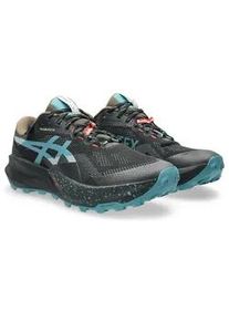 Trailrunningschuh asics "TRABUCO 14 Gore-Tex", Herren, Gr. 48, schwarz, misty pine, Synthetik, Schuhe, wasserdicht, profiliertes Gummi-Laufsohlenprofil, mit Schn&uuml;rung