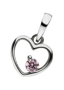Kettenanh&auml;nger Jobo "Kleiner Anh&auml;nger Kinderanh&auml;nger Herz 8 mm", rosa, rosa, Schmuckanh&auml;nger, M&auml;dchen, Silber 925 (Sterlingsilber), Kettenanh&auml;nger, 925 Silber rhodiniert mit rosa Zirkonia