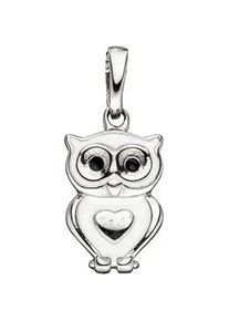 Kettenanh&auml;nger Jobo "Anh&auml;nger Kinderanh&auml;nger Eule 13 mm", wei&szlig;, Schmuckanh&auml;nger, M&auml;dchen, Silber 925 (Sterlingsilber), Kettenanh&auml;nger, 925 Silber rhodiniert