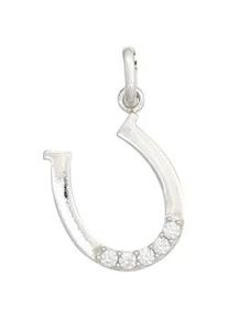 Kettenanh&auml;nger Jobo "Anh&auml;nger Hufeisen 17 mm", silber 925, wei&szlig;, Schmuckanh&auml;nger, M&auml;dchen, Silber 925 (Sterlingsilber), Kettenanh&auml;nger, 925 Silber rhodiniert mit Zirkonia
