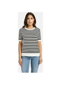 Smith & Soul Kurzarmpullover SMITH & SOUL, Damen, Gr. XXL, schwarz print, Feinstrick, Obermaterial: 80% Viskose, 20% Polyamid, gestreift, h&uuml;ftlang, Rundhals, Rippstrickb&uuml;ndchen, Pullover, mit Rundhals, Viskosemix