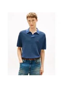 Polokragenpullover Tommy Hilfiger "COOL TOUCH STRUCTURE", Damen, Gr. M, aegean sea heather, Strick, Obermaterial: 100% Baumwolle, unifarben, regular fit normal, Rundhals, eingesetzt gerader Abschluss, Pullover, Regular fit mit Polokragen