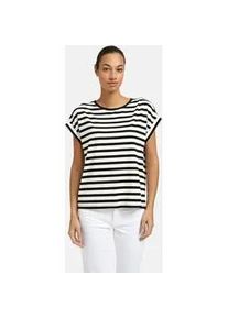 Smith & Soul Rundhalsshirt SMITH & SOUL, Damen, Gr. L, schwarz, Single Jersey, Material: 46% Baumwolle, 46% Lyocell, 8% Elasthan, gestreift, oversize normal, Rundhals, angeschnitten gerader Abschluss, Shirts Rundhalsshirt, mit &uuml;berschnittenen Schultern