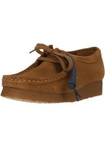 Schn&uuml;rschuh Clarks "Wallabee Cola Suede", Damen, Gr. 36, braun, Leder, Schuhe Schn&uuml;rschuh, aus butterweichem Wildleder