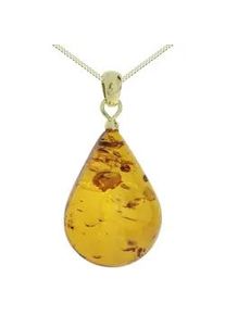 Kette und Anh&auml;nger Set OSTSEE-SCHMUCK "- Tropfen ca. 26 mm lang - Gold 333/000 - Bernstein" Gr. 45, gold (gold 333, goldfarben, gelb), Schmuck_Sets, Damen, 45, Gelbgold 333