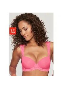 Schalen-BH Lascana "Flora", Damen, Gr. 85, Cup B, pink, Microtouch, Obermaterial: 88% Polyamid, 12% Elasthan, BHs Schalen-BH, mit wundersch&ouml;nen Spitzentr&auml;gern und edlem Glitzeraccessoire, Dessous