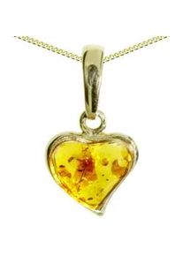 Kette mit Anh&auml;nger OSTSEE-SCHMUCK "- Herz - Silber 925/000, vergoldet - Bernstein" Gr. 42, gold (goldfarben, gelb), Schmuck_Sets, Damen, 42, Silber 925 (Sterlingsilber)