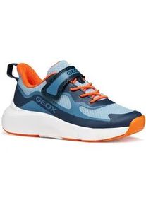 Sneaker Geox "J PRO-RAN BOY", Damen, Gr. 36, navy, orange, Lederimitat, Textil, Schuhe Sneaker, Slipper mit elastischen Schn&uuml;rsenkeln, Gr&ouml;&szlig;enschablone zum Download