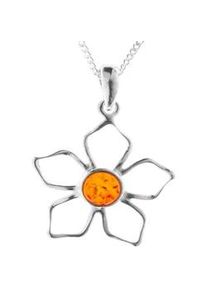 Kette mit Anh&auml;nger OSTSEE-SCHMUCK "- Bl&uuml;te - Silber 925/000 - Bernstein" Gr. 42, silber (silber 925, silberfarben, wei&szlig;), Schmuck_Sets, Damen, 42, Silber 925 (Sterlingsilber)