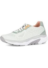 Keilsneaker Gabor ROLLINGSOFT, Damen, Gr. 41, mint, wei&szlig;, apricot, Nappaleder, Textil, Schuhe, Freizeitschuh, Halbschuh, Schn&uuml;rschuh mit Logo an der Ferse, G-Weite