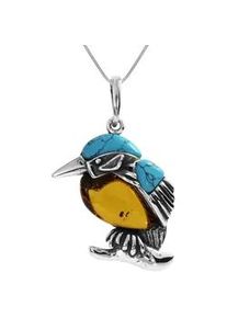 Kette mit Anh&auml;nger OSTSEE-SCHMUCK "- Vogel - Silber 925/000 - Bernstein/rek. T&uuml;rkis" Gr. 50, silber (silber 925, silberfarben, wei&szlig;), Schmuck_Sets, Damen, 50, Silber 925 (Sterlingsilber)