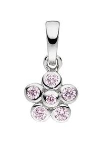 Kettenanh&auml;nger Jobo "Anh&auml;nger Kinderanh&auml;nger Blume 7 mm", rosa, rosa, Schmuckanh&auml;nger, M&auml;dchen, Silber 925 (Sterlingsilber), Kettenanh&auml;nger, 925 Silber rhodiniert mit 6 rosa Zirkonia