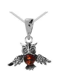 Kette mit Anh&auml;nger OSTSEE-SCHMUCK "- Eule - Silber 925/000 - Bernstein" Gr. 45, silber (silber 925, silberfarben, wei&szlig;), Schmuck_Sets, Damen, 45, Silber 925 (Sterlingsilber)