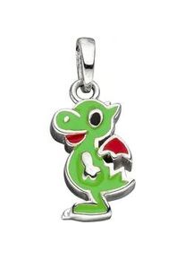 Kettenanh&auml;nger Jobo "Anh&auml;nger Kinderanh&auml;nger Drache gr&uuml;n 13 mm", gr&uuml;n, Schmuckanh&auml;nger, M&auml;dchen, Silber 925 (Sterlingsilber), Kettenanh&auml;nger, 925 Silber rhodiniert