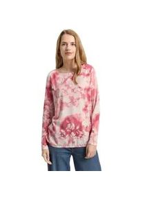 Langarmshirt Tom Tailor, Damen, Gr. M, rot brushed flower design, Web, Obermaterial: 70% Viskose, 30% Polyester, bedruckt, regular fit normal, U-Boot-Ausschnitt, gerader Abschluss, Shirts Langarmshirt, mit All-Over Print