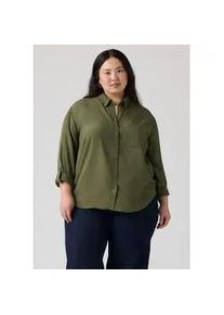 Levi's Hemdbluse LEVI'S PLUS "PLUS DARLENE SHIRT", Damen, Gr. XL (46/48), deep depths, Web, Obermaterial: 100% Viskose, unifarben, l&auml;ssig geschnitten h&uuml;ftbedeckend, Rundhals, 1-Knopf-Manschette, Blusen Hemdbluse, aus flie&szlig;ender Viskose