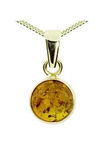 Kette und Anh&auml;nger Set OSTSEE-SCHMUCK "- Classic 8 mm - Gold 333/000 - Bernstein" Gr. 42, gold (gold 333, goldfarben, gelb), Schmuck_Sets, Damen, 42, Gelbgold 333