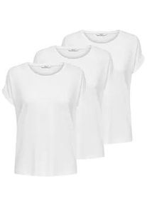 T-Shirt Only "T-Shirt ONLMOSTER O-NECK TOP 3P 3er Pack", Damen, Gr. XS, wei&szlig;, Obermaterial: 75% Viskose CV. 20% Polyester PES. 5% Elasthan EL., Shirts T-Shirt