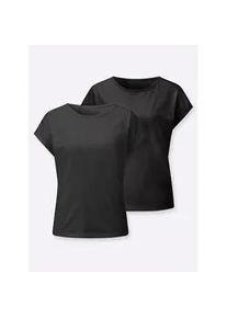 Rundhalsshirt Casual Looks "2er-Pack Shirts", Damen, Gr. 48, schwarz, schwarz, 100% Baumwolle, unifarben, Rundhals, Shirts Rundhalsshirt