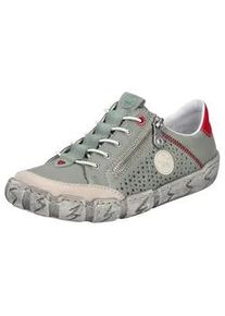 Plateausneaker Rieker, Damen, Gr. 37, mintgr&uuml;n, rot, Leder, Lederimitat, Schuhe Plateausneaker, Schlupfschuh, Halbschuh, Freizeitsneaker mit Gummizug